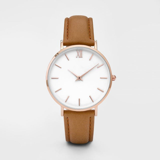 Fashion Women’s Leather Quartz Watch – Ellipse Dial