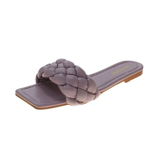 Woven Sandals And Slippers For Outer Wear Flat-Bottomed Candy Color Slippers Women