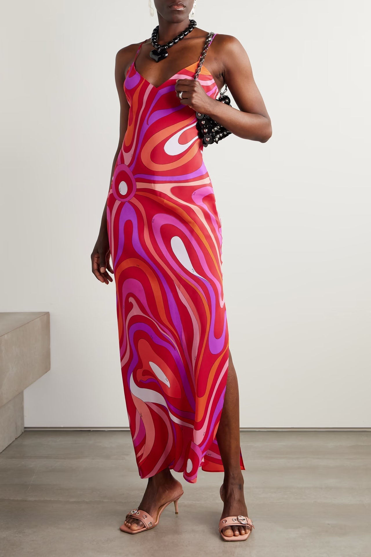 Marmo Printed Satin Maxi Dress