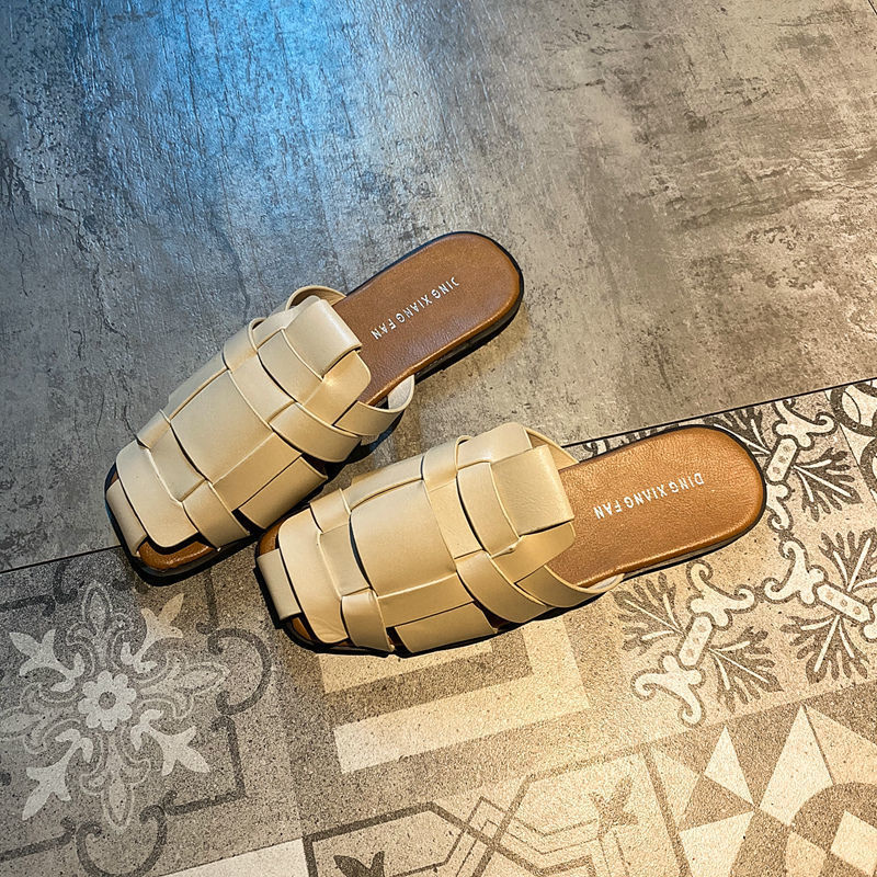 Baotou Drag Women Fashion All-match Retro Woven Soft Bottom Non-slip Sandals And Slippers Tide