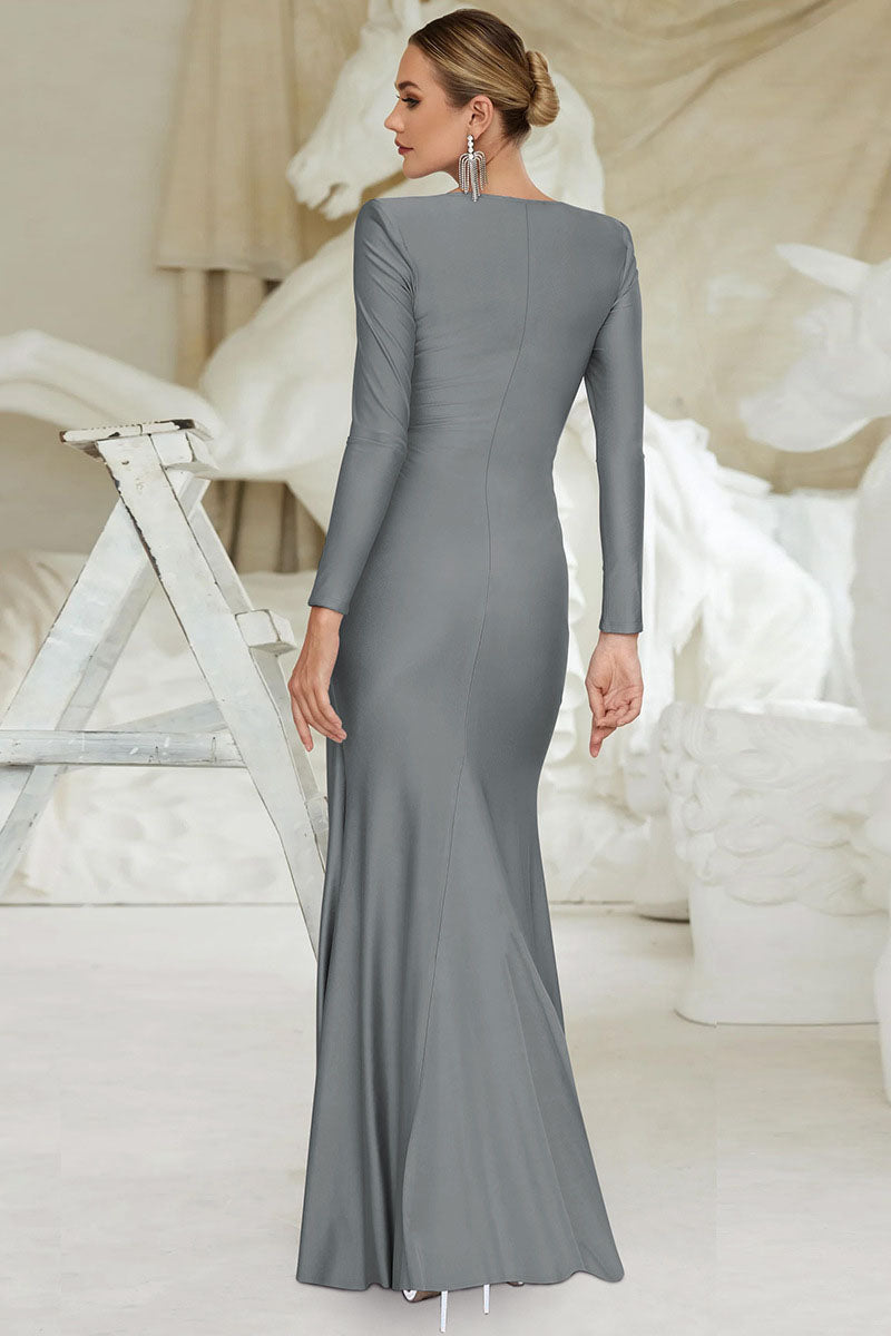 Europäisch inspiriertes Maxi-Abendkleid mit Rundhalsausschnitt