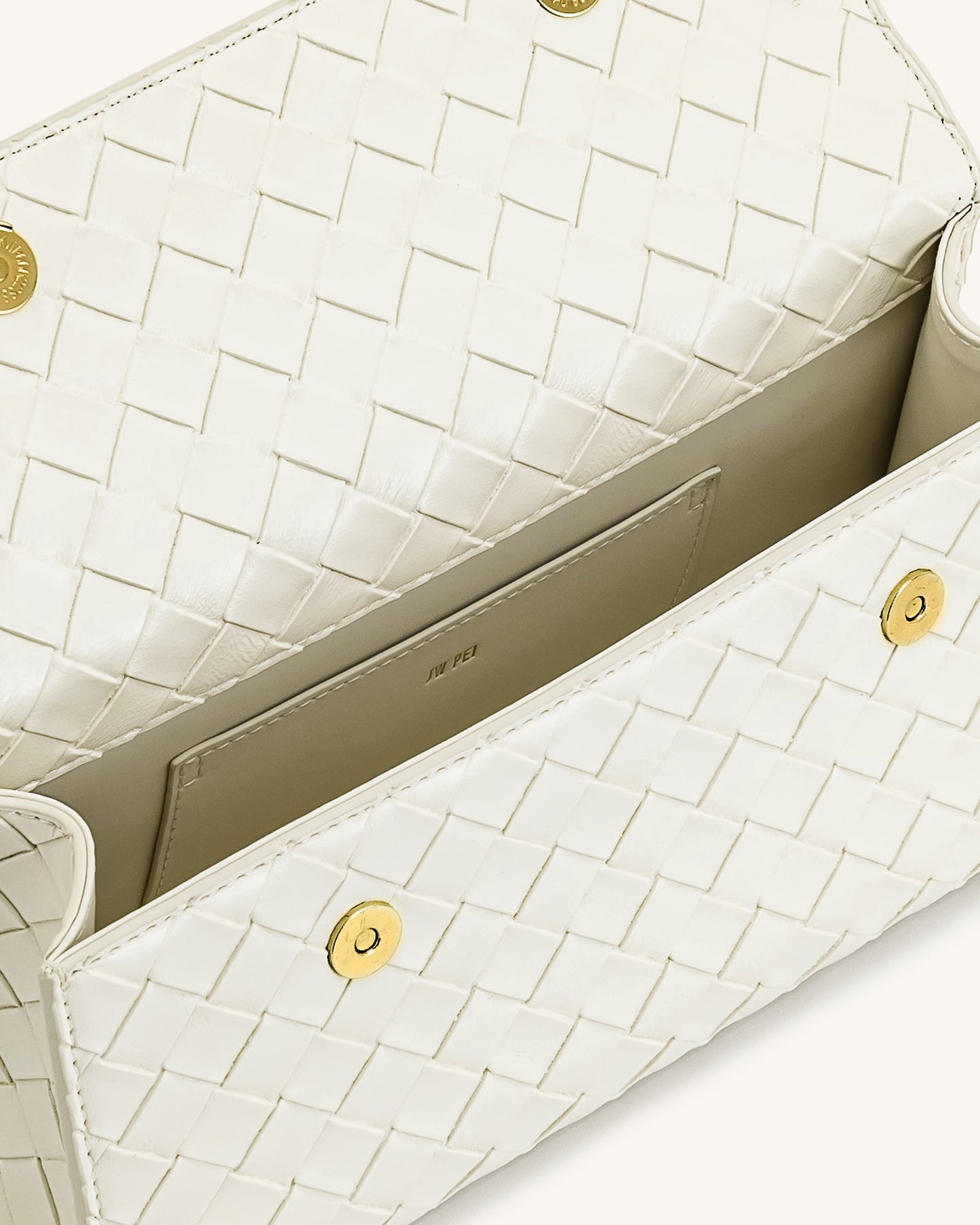 Keyla Weave Texture Top Handle Bag - White