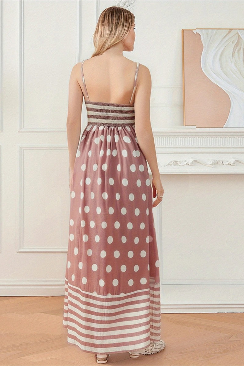 Camisole-Midikleid mit Polka Dots und quadratischem Ausschnitt