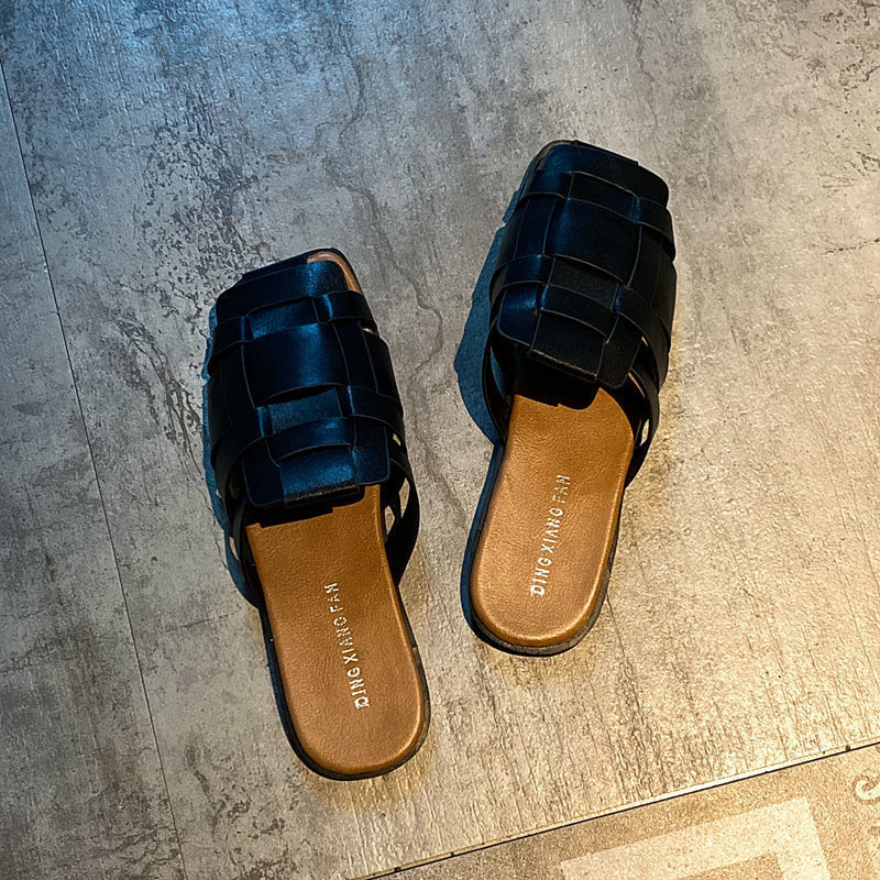 Baotou Drag Women Fashion All-match Retro Woven Soft Bottom Non-slip Sandals And Slippers Tide