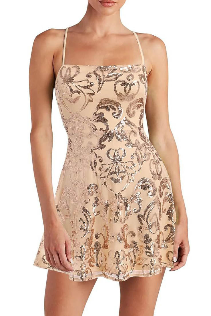 Ärmelloses Minikleid mit Paillettenträgern