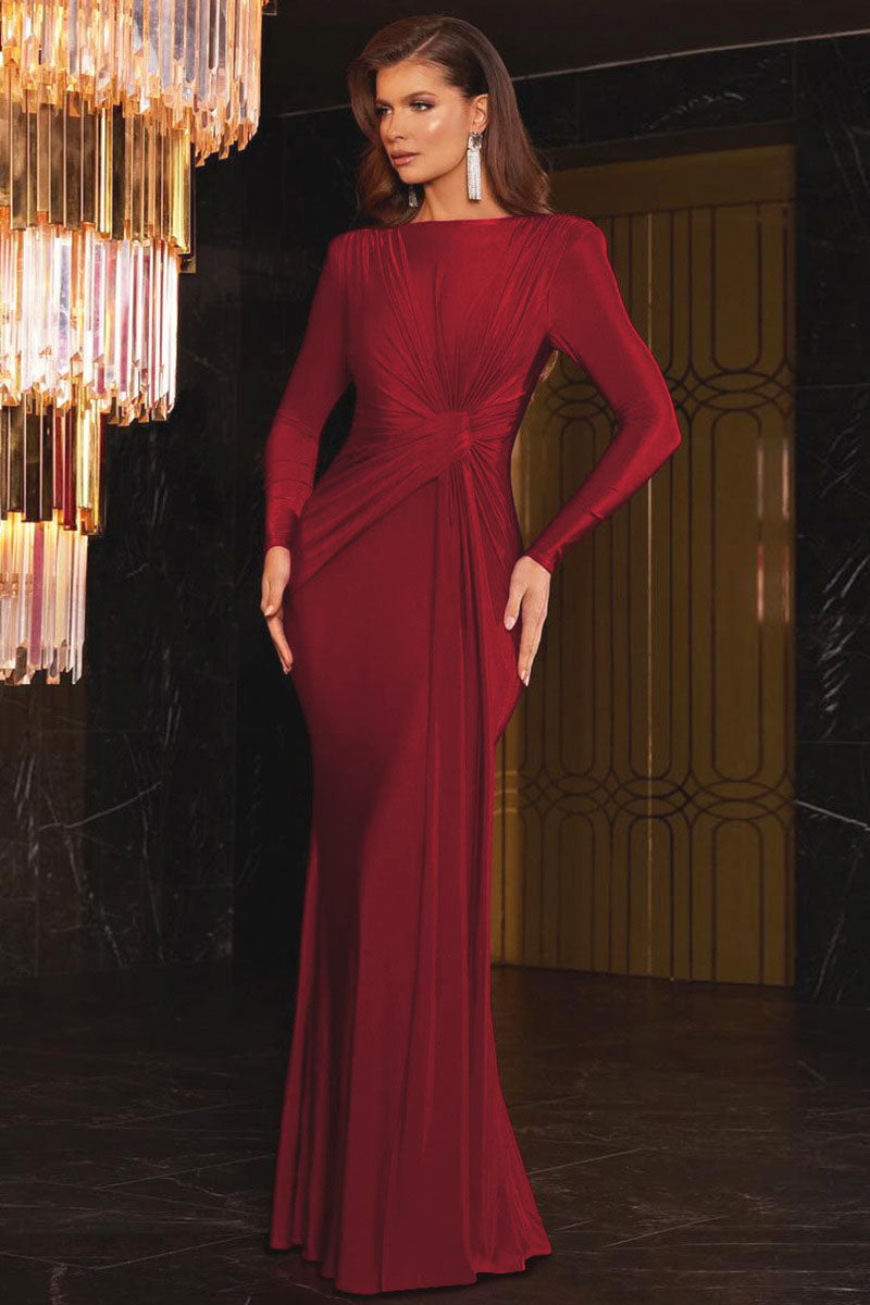 Europäisch inspiriertes Maxi-Abendkleid mit Rundhalsausschnitt