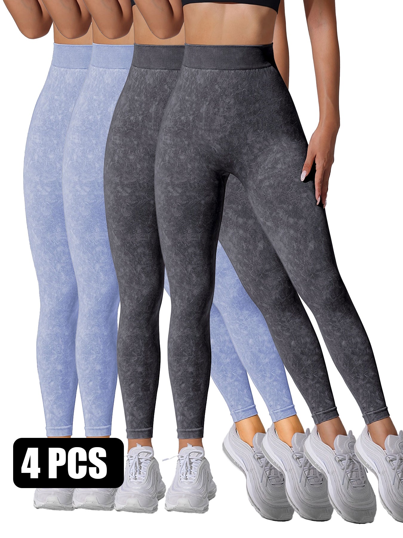 4PACK Sand-washed Seamless Yoga Pants