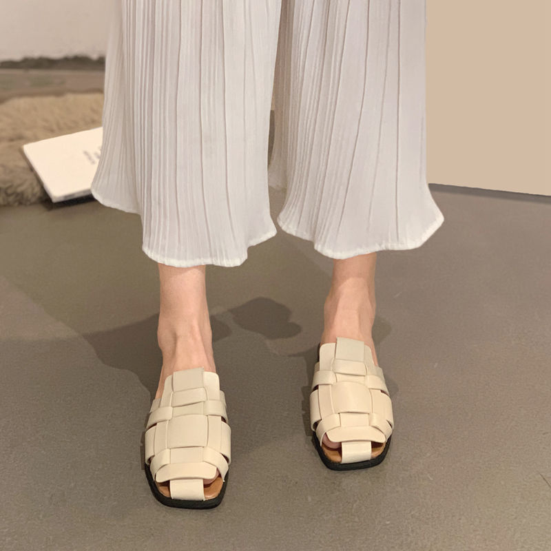 Baotou Drag Women Fashion All-match Retro Woven Soft Bottom Non-slip Sandals And Slippers Tide