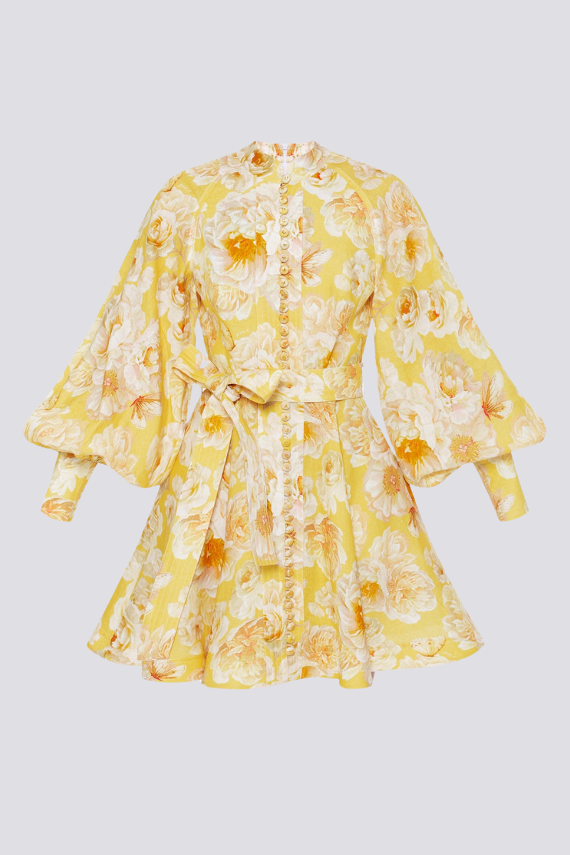 Cassiopée Minivestido floral con mangas abullonadas