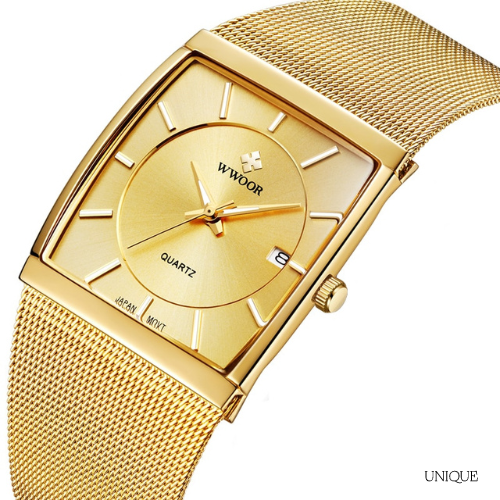 Unique Watch with 18k Gold Plated Mesh Bracelet