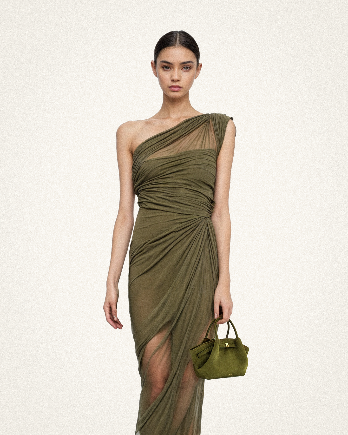 Hana Mini Faux Suede Tote Bag - Dark Olive