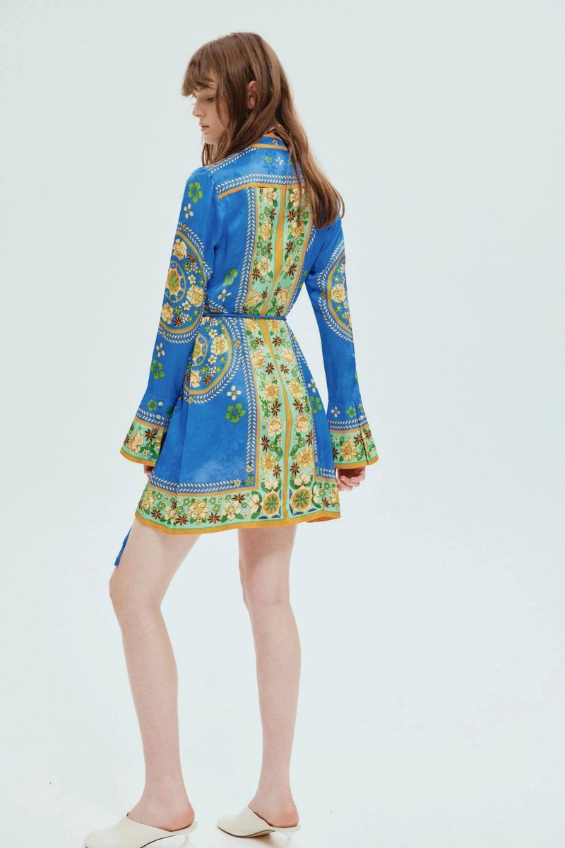 Minivestido floral de manga larga Lisbeth