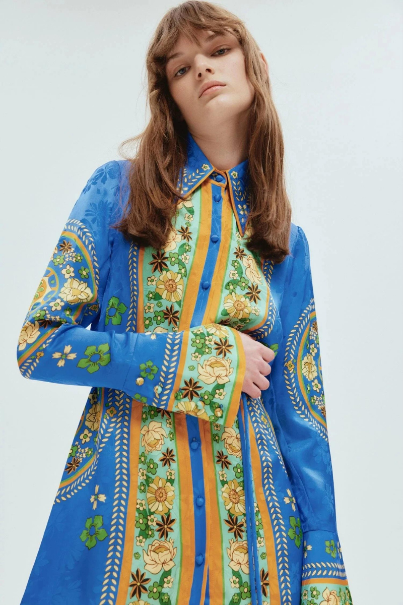 Minivestido floral de manga larga Lisbeth