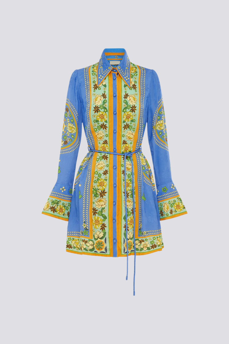 Minivestido floral de manga larga Lisbeth