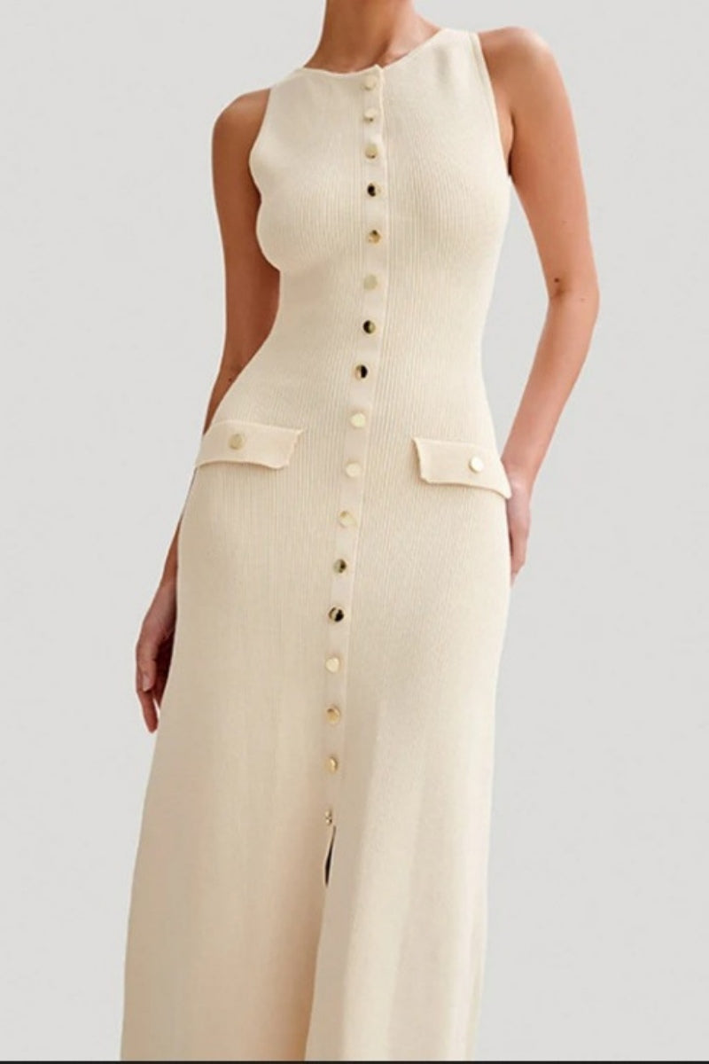 Vestido de punto de color liso