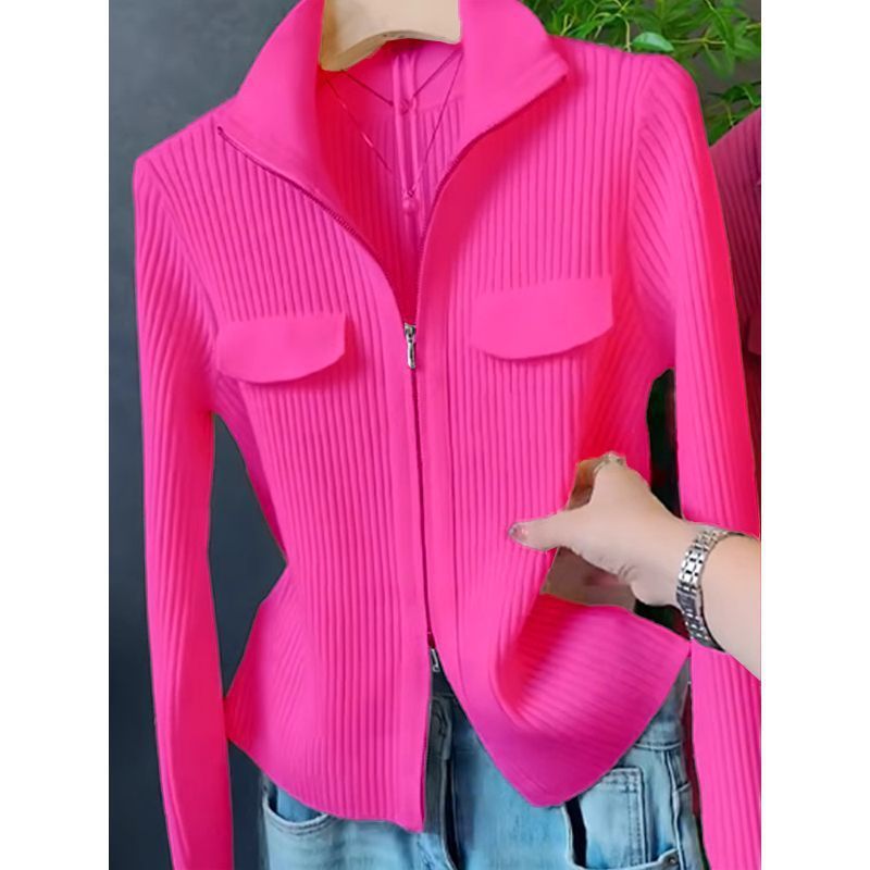 Lapel Long Sleeve Knitted Cardigan Sweater For Women