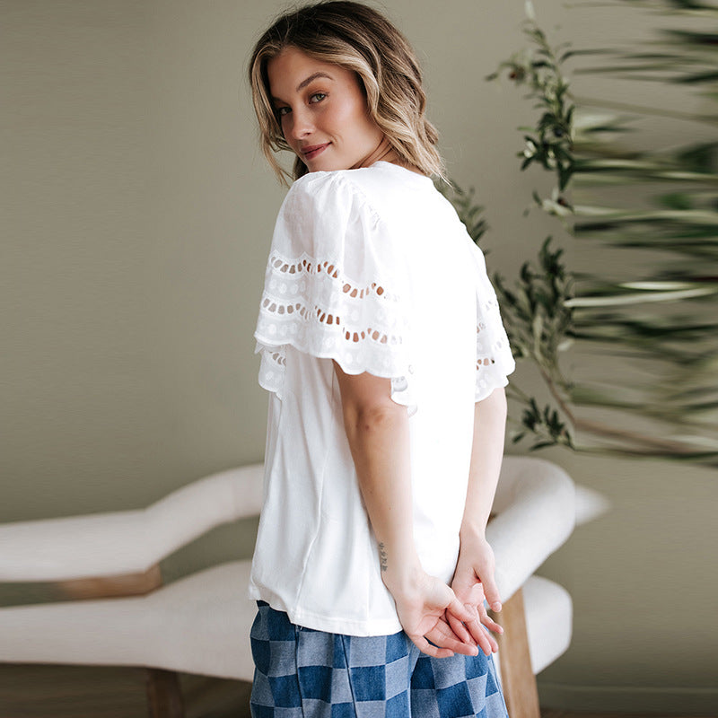 Spring And Summer New Solid Color T-shirt Women's Casual All-matching Loose