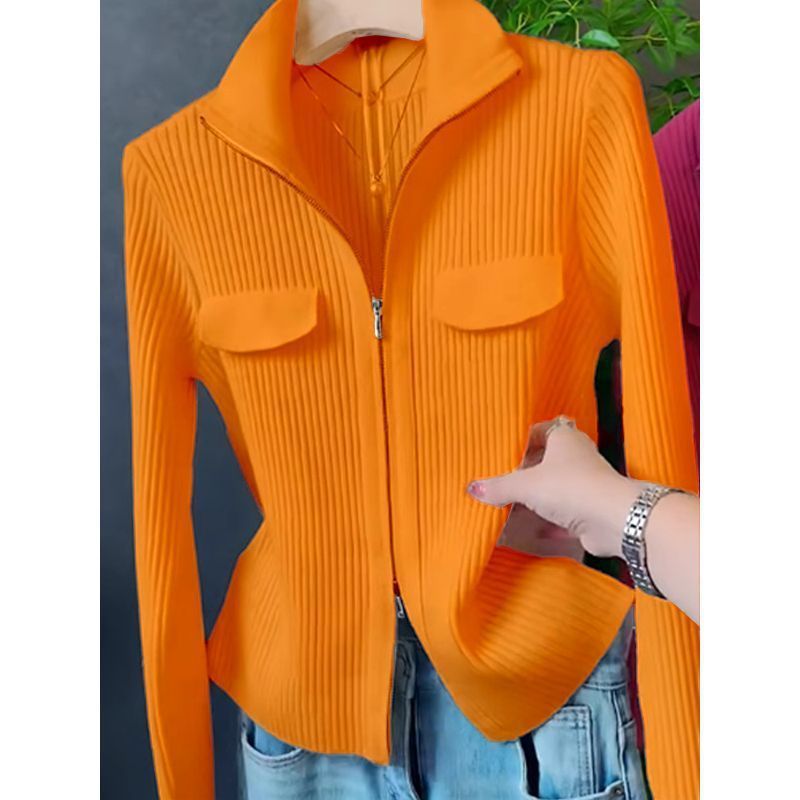 Lapel Long Sleeve Knitted Cardigan Sweater For Women