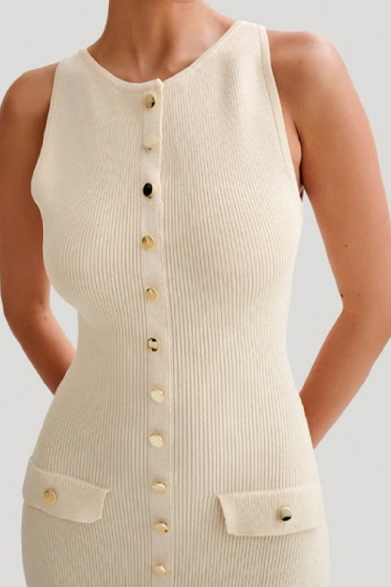 Vestido de punto de color liso