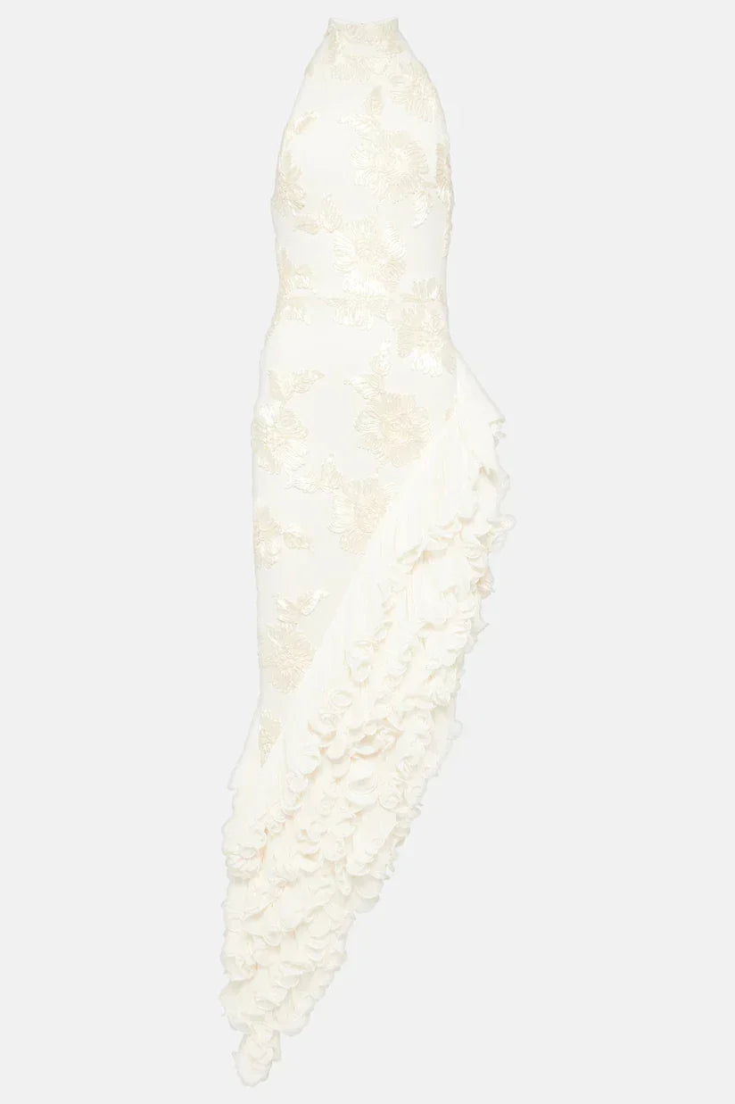 Floral-Appliqué Maxi Dress