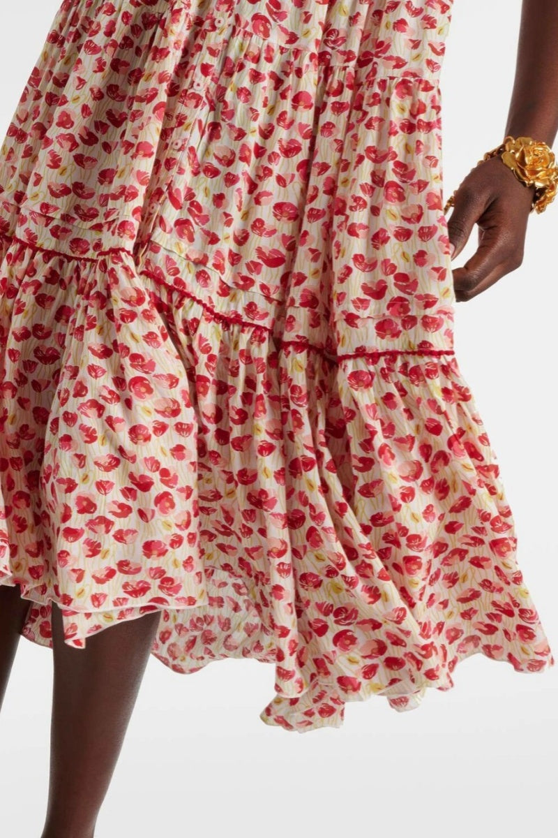 Poupette St Barth Triny gerafftes Midikleid mit Polka-Dots