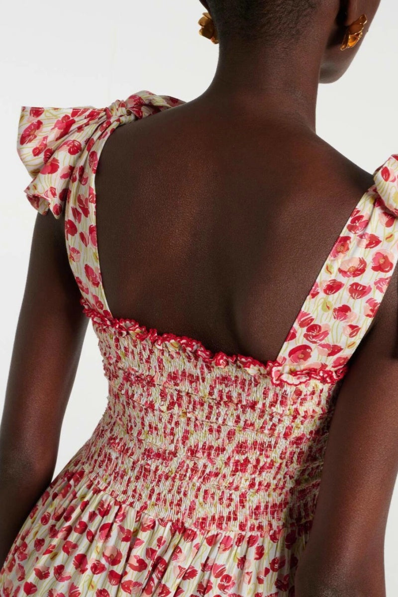 Poupette St Barth Triny gerafftes Midikleid mit Polka-Dots