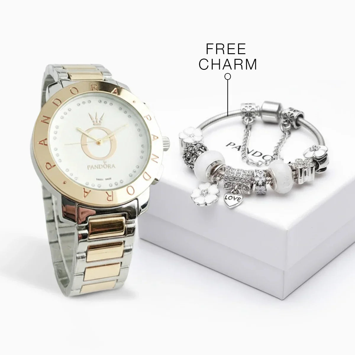 Pandora Silver & Good Women\'s Bracelet Watch with White Dial Genuine Pandora Watch Imagine Grand Silver/White with  main image 2