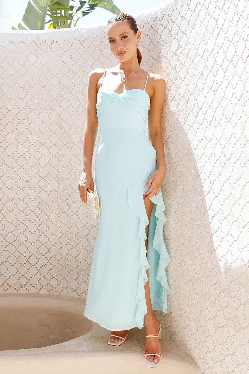 Vestido midi Kiyah - Aguamarina