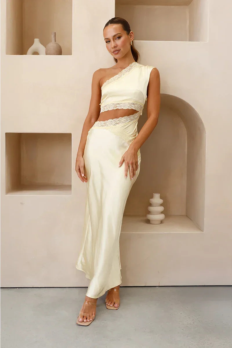 Emily One-Shoulder-Maxikleid - Gelb
