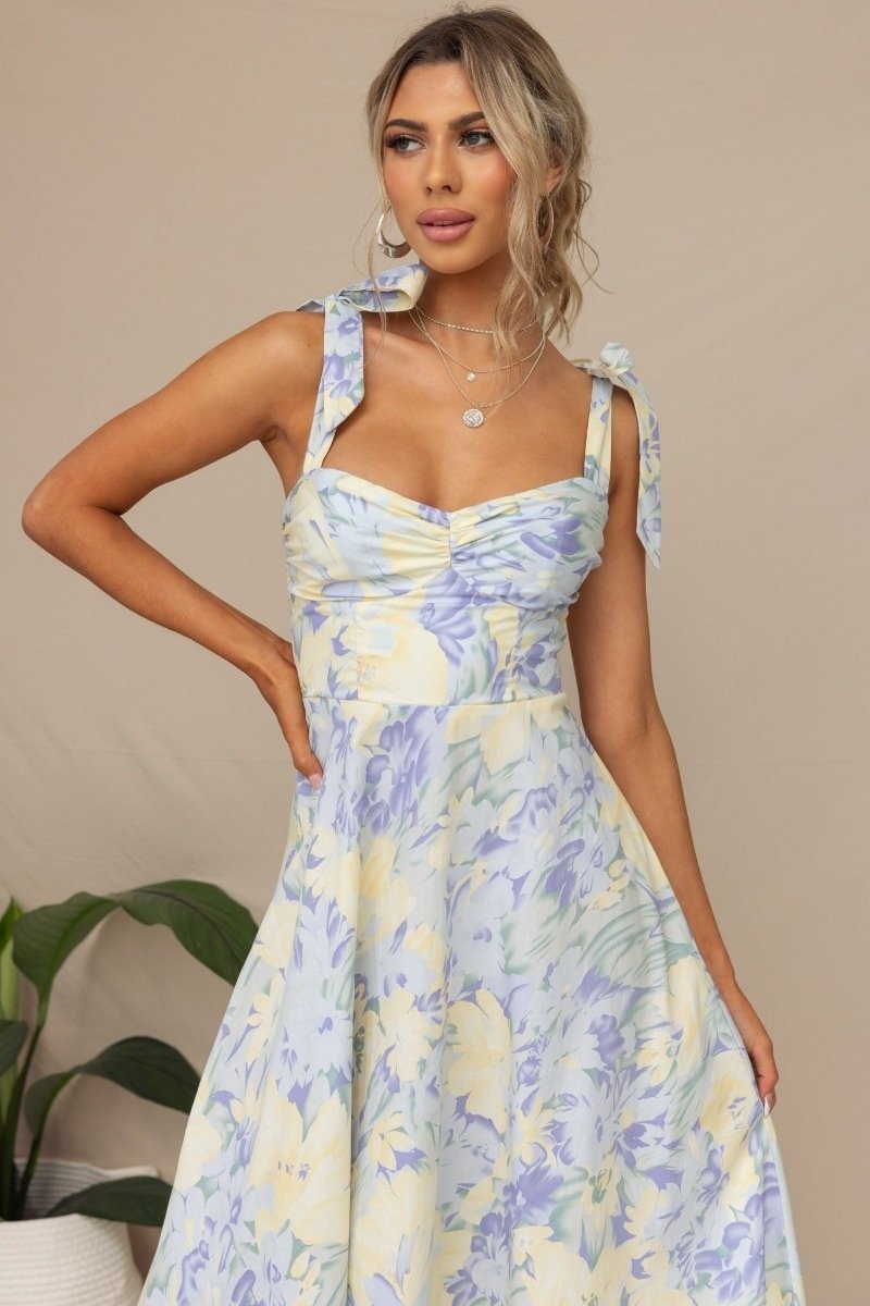 Vestido midi con tirantes estampados Beata