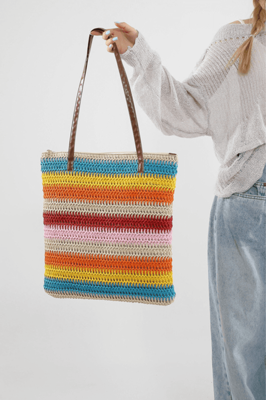 Colorful Handmade Straw Beach Bag