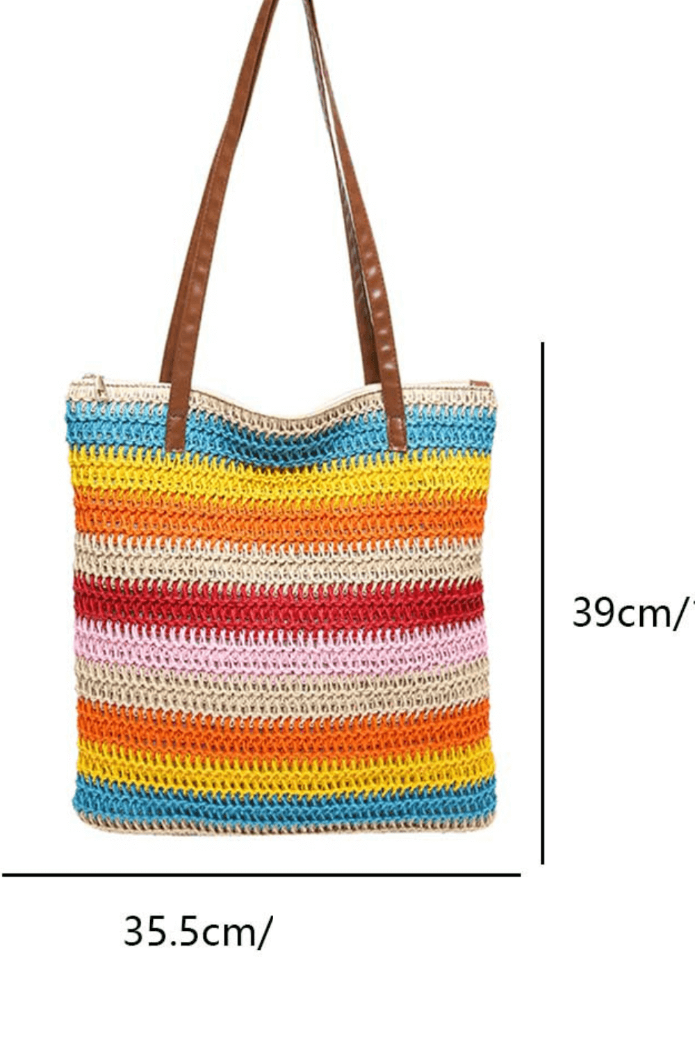 Colorful Handmade Straw Beach Bag