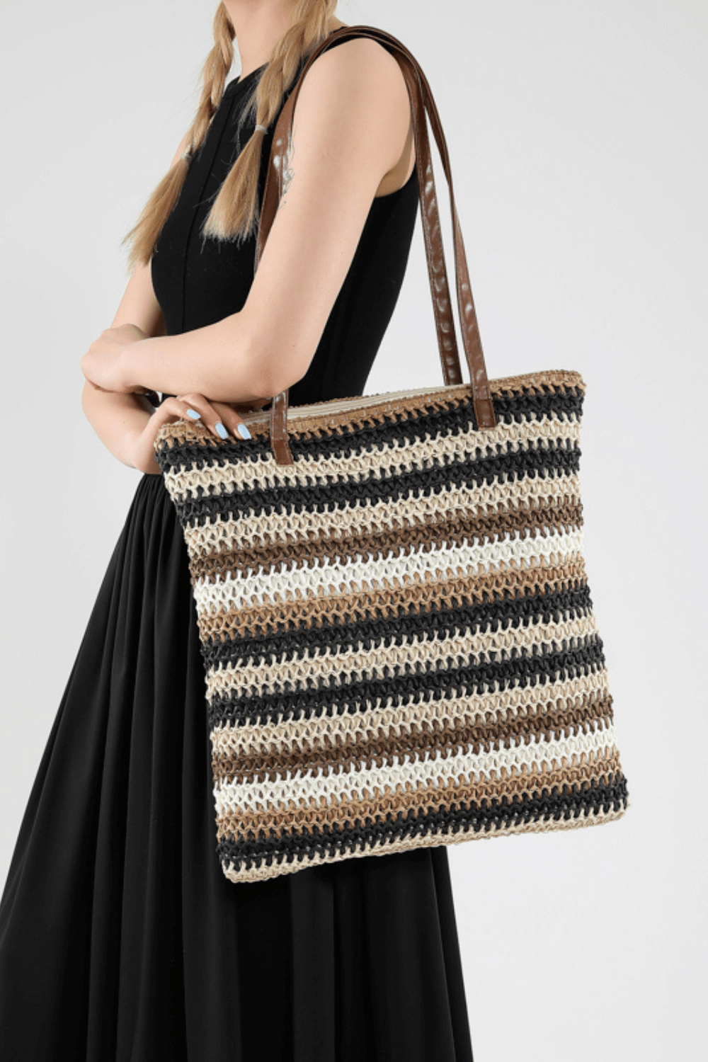 Colorful Handmade Straw Beach Bag