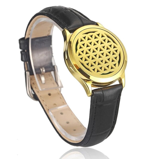 Octa black leather essential oil diffuser bracelet