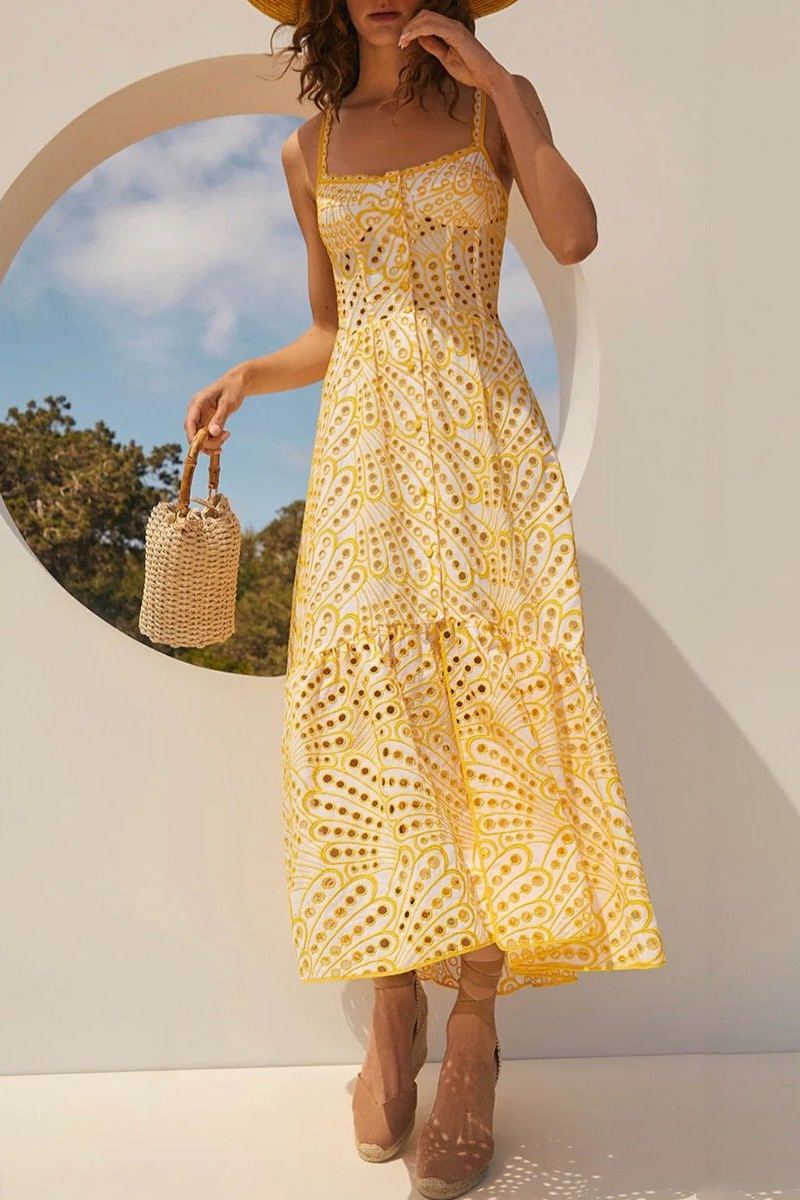 Vestido bustier midi de encaje bordado Dolly