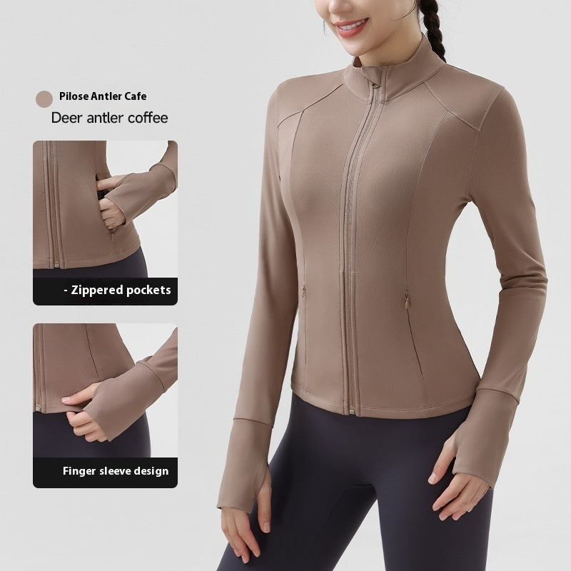 Ropa de yoga para exteriores de otoño, abrigo deportivo para mujer