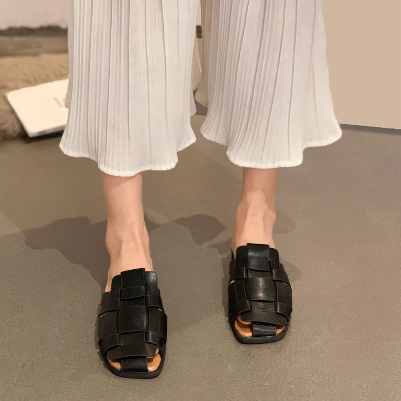 Baotou Drag Women Fashion All-match Retro Woven Soft Bottom Non-slip Sandals And Slippers Tide