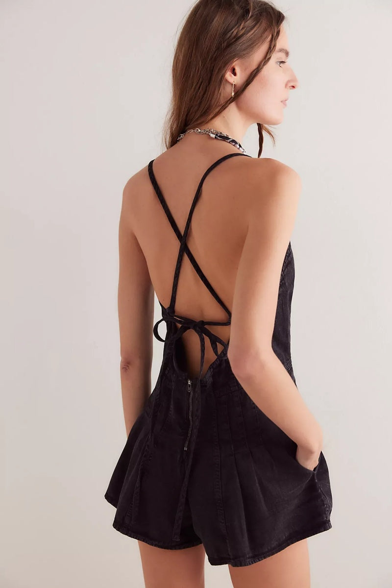 Sara V-neck Ruffle Hem Knit Mini Dress