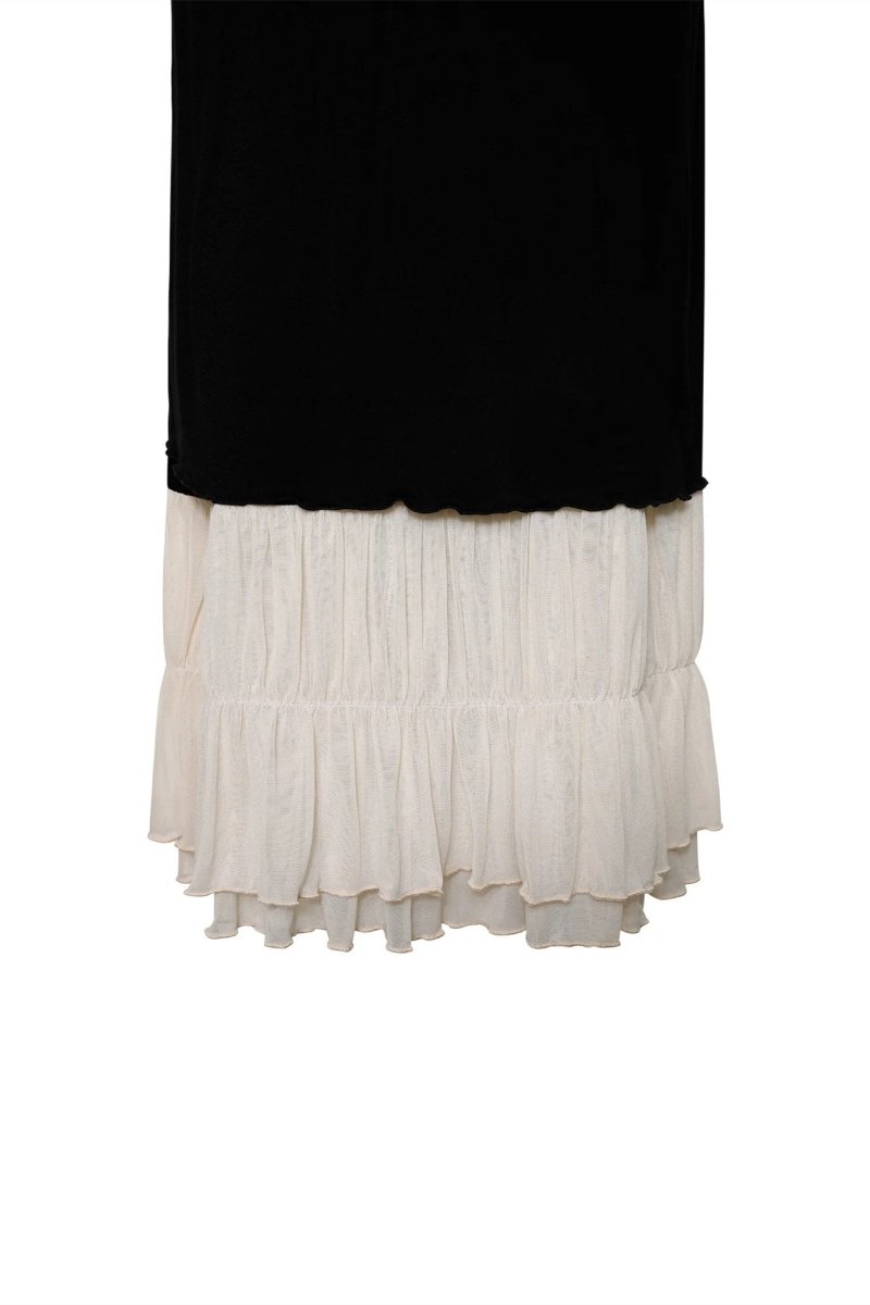 Vestido largo Irene con escote en V y ribete de encaje