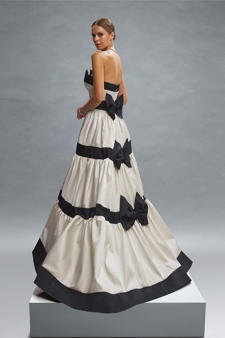 Vestido largo con lazo y bloques de color Karen