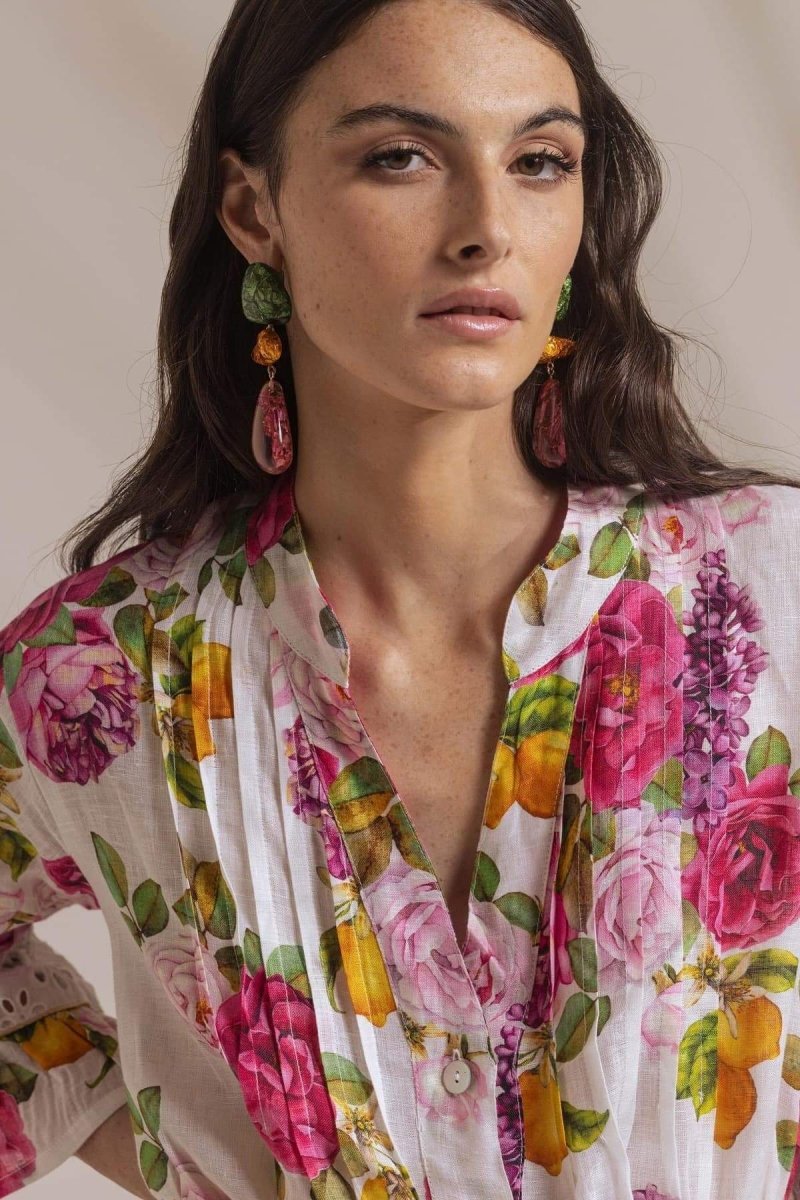 Melissa – Bedrucktes Minikleid mit Spitzenbesatz und Rüschen