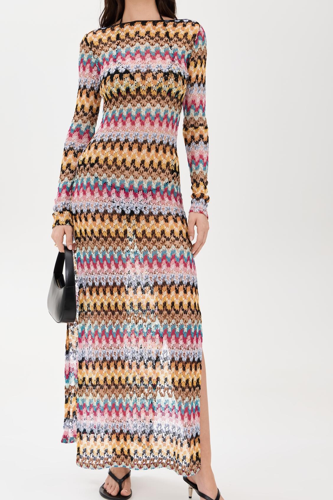 Long Knit Beach Cover-Up Backless Maxi Dress