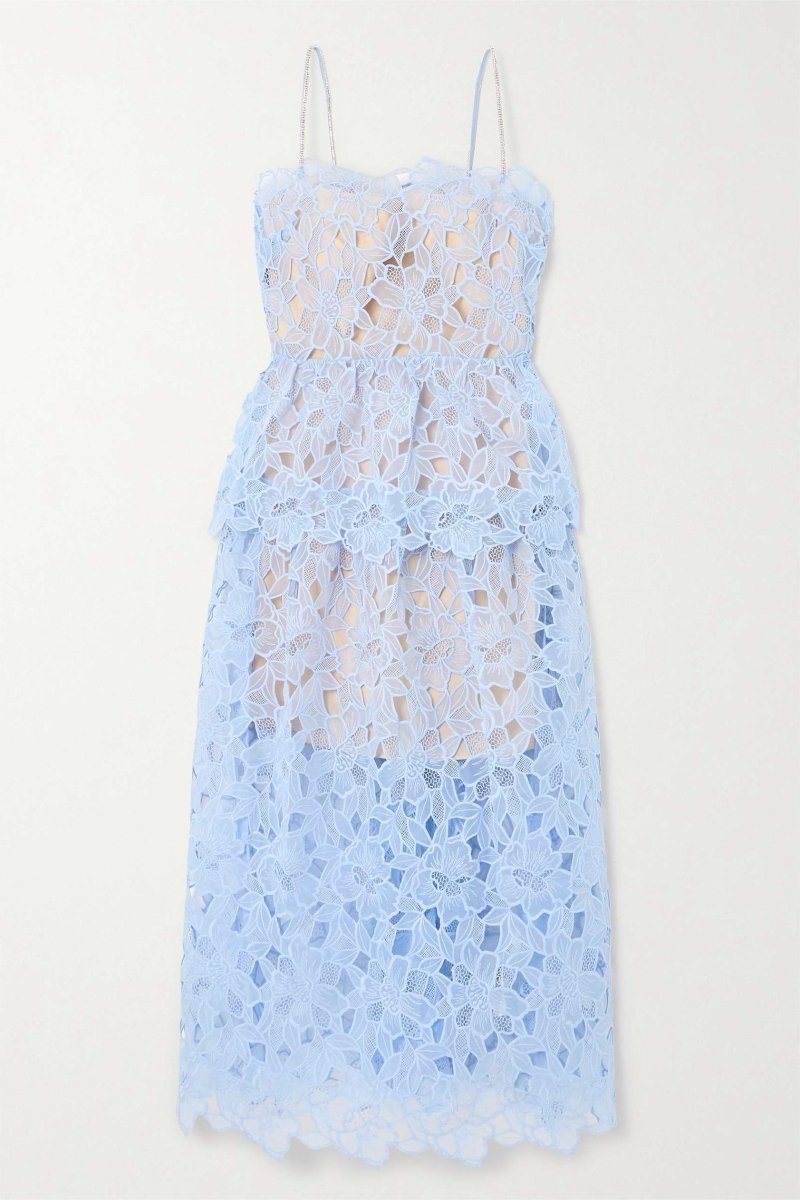 Ophelia – Gestuftes Camisole-Midikleid mit Spitze