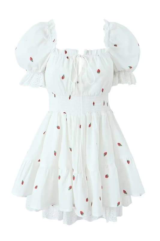 Vestido mini con mangas abullonadas y estampado Rebecca