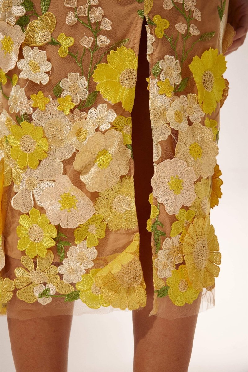 Vestido midi floral con cuello en V de Sally