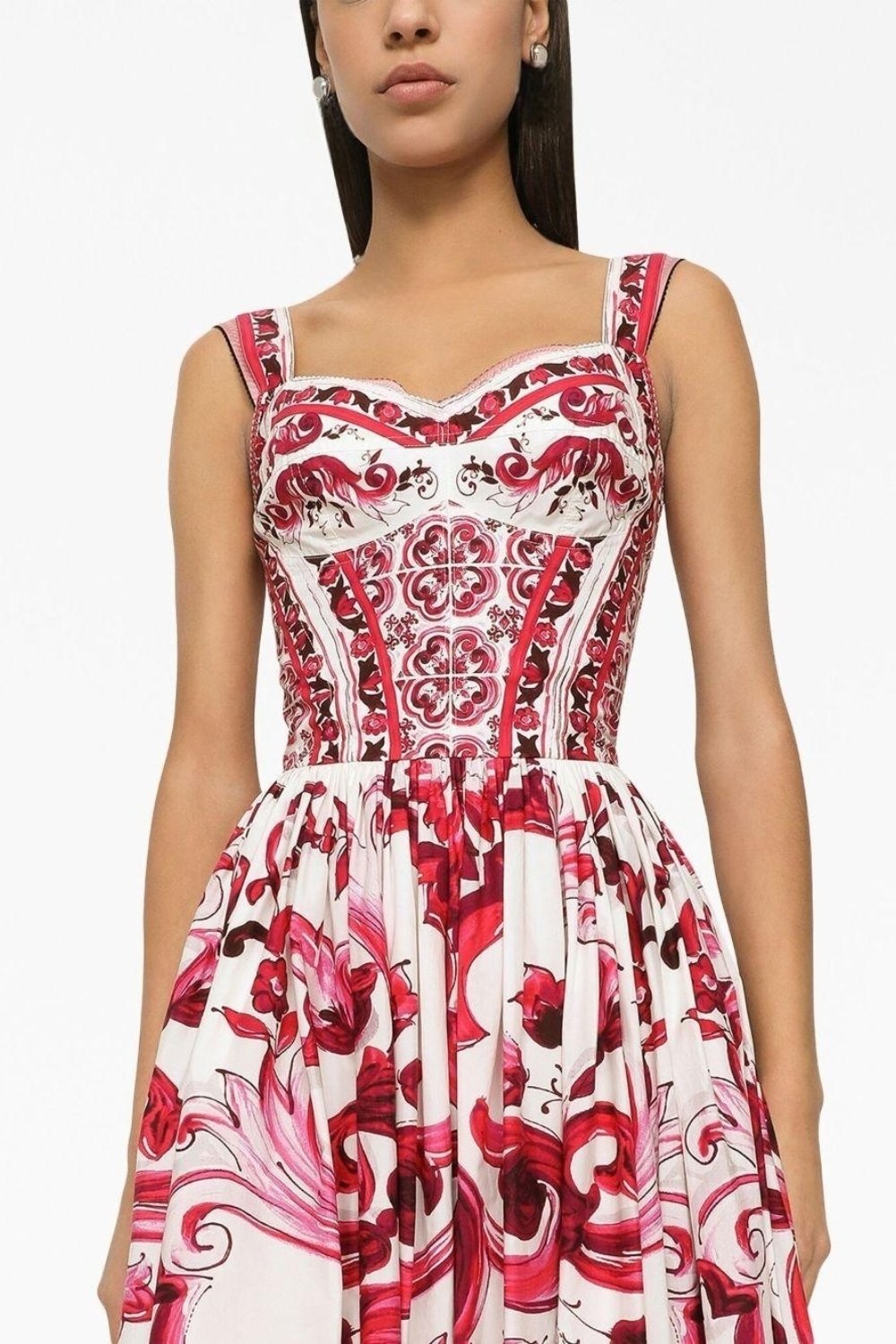 Vestido largo con tirantes fruncidos y estampado Sibyl