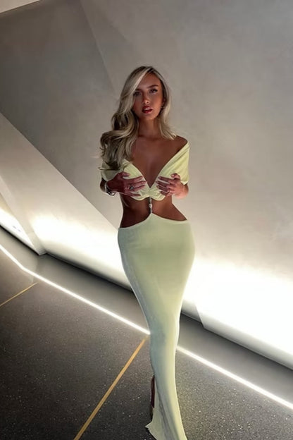 Zitronen-Perla-Maxikleid