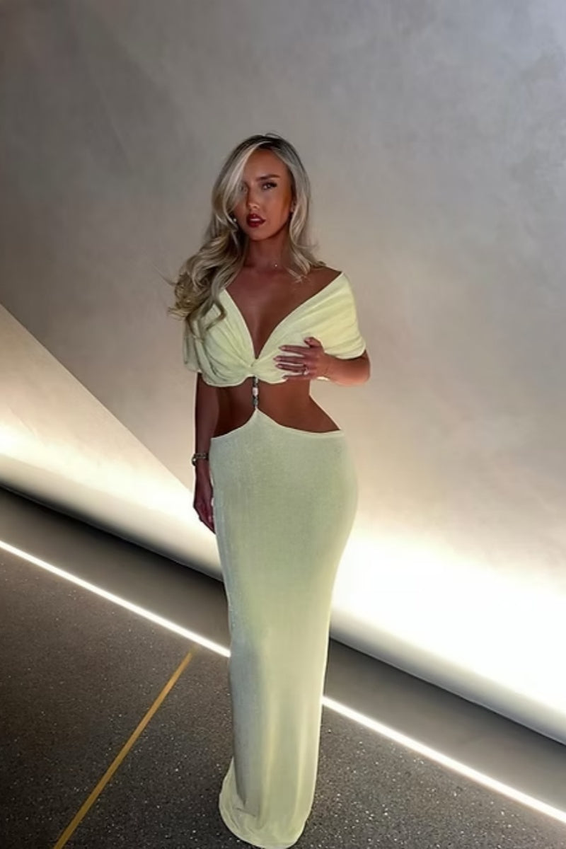 Zitronen-Perla-Maxikleid