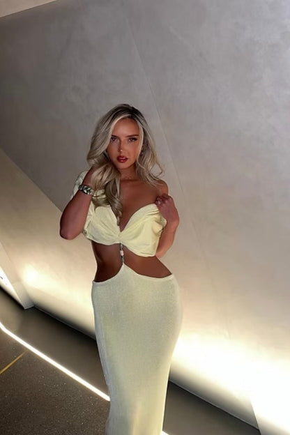 Zitronen-Perla-Maxikleid