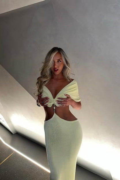 Zitronen-Perla-Maxikleid